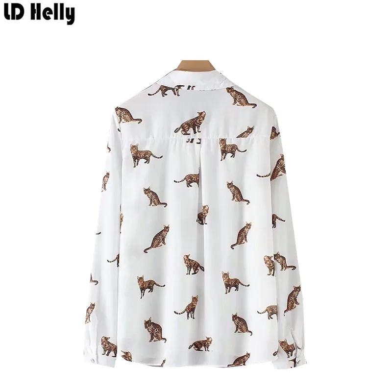 LD Helly 2018 Демисезонный Новый Модный Принт Свободные Блузки для малышек Корейская