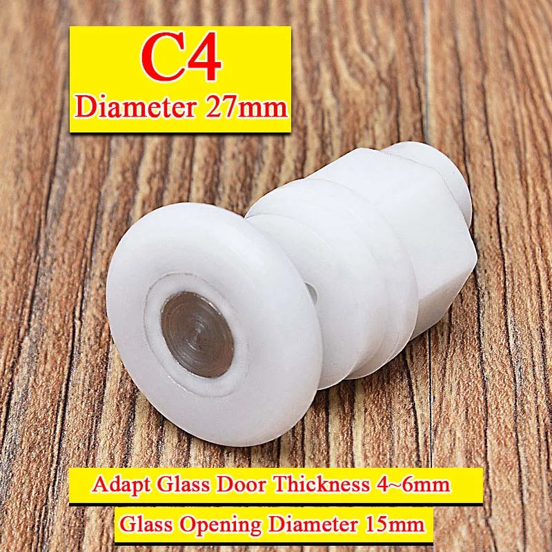 C4 Diameter 27mm Абсолютно новые 4 шт ролики для душевой двери/полозья/колеса/шкивы запасные части 4 стиля на выбор - Цвет: C4 Diameter 27mm