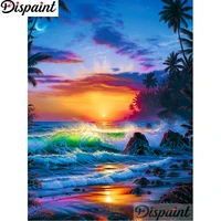 dispaint full squareround drill 5d diy diamond painting wave scenery sunset 3d embroidery cross stitch home decor gift a12492