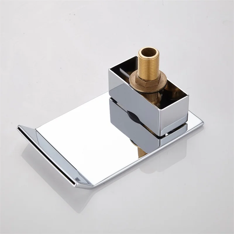 Newly 3 Piece Set Deck Mounted Brass Waterfall Style Black Bathroom Basin Faucet Hole Mixers WF0316 |