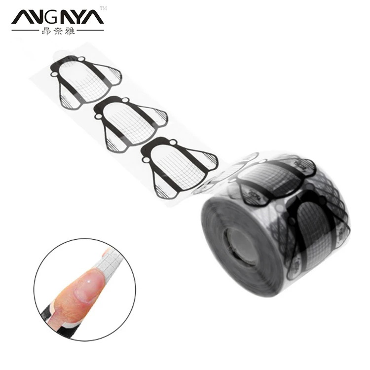 ANGNYA 500Pcs Widen Plane Adhesive Nail Form Clear Black Tips Extension Tool Using with Manicure Builder Gel A125 | Красота и