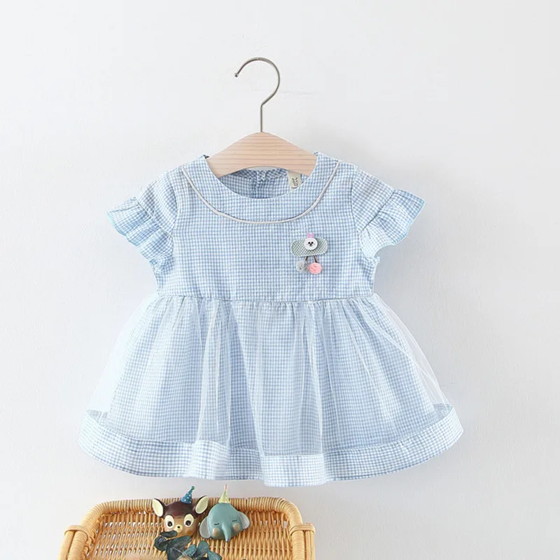 Summer children's dress is solid color fittings plaid girl wear princess | Детская одежда и обувь
