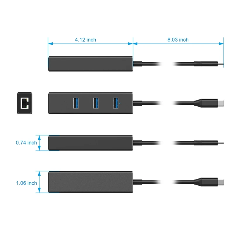 Адаптер Amkle с USB C 3 1 на RJ45 гигабитный Ethernet 1000 Мбит/с LAN адаптер порта 0 концентратор