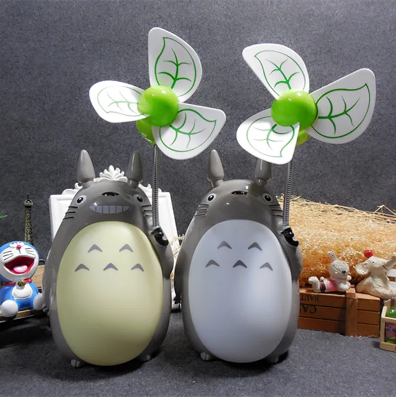 

Cute Totoro Shape Desktop Fan Mini White Warm Color Night Light USB Rechargeable Battery Wireless Silent Ventilator