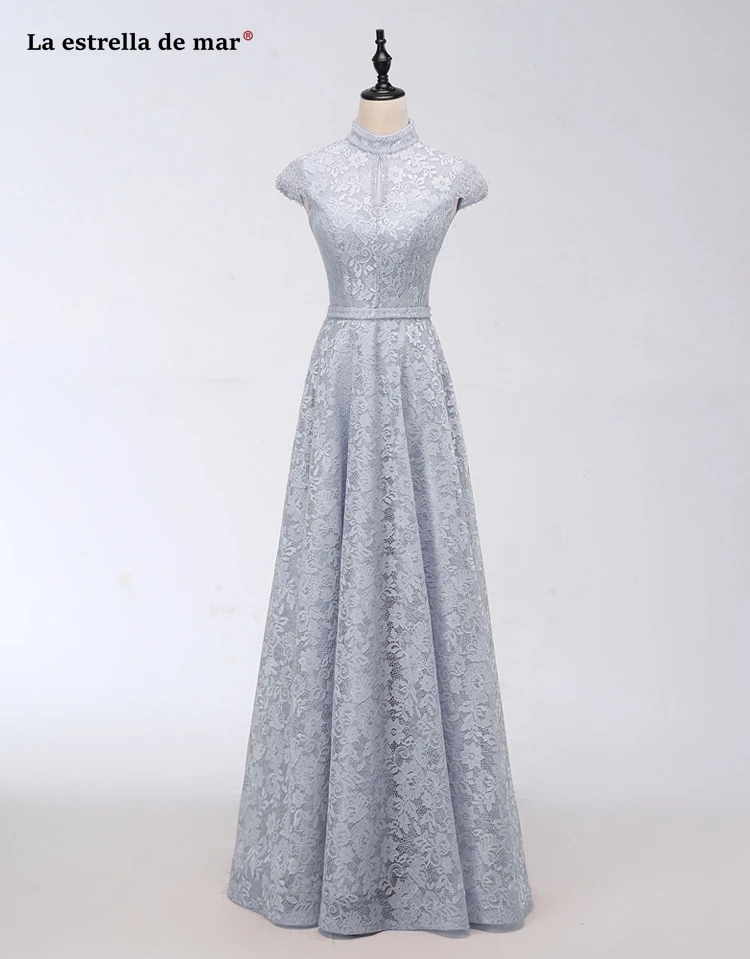 Robe demoiselle d'honneur 2021 Новый высоким кружевным воротником женское кольцо на спине
