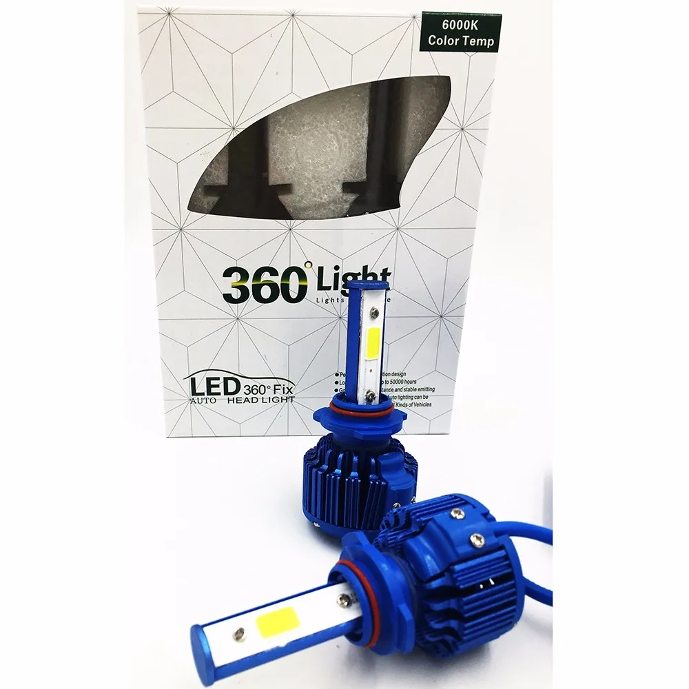 360 9006 9005 60W 4400LM автомобильный COB светодиодный комплект фар лампы 6000K белый свет|led