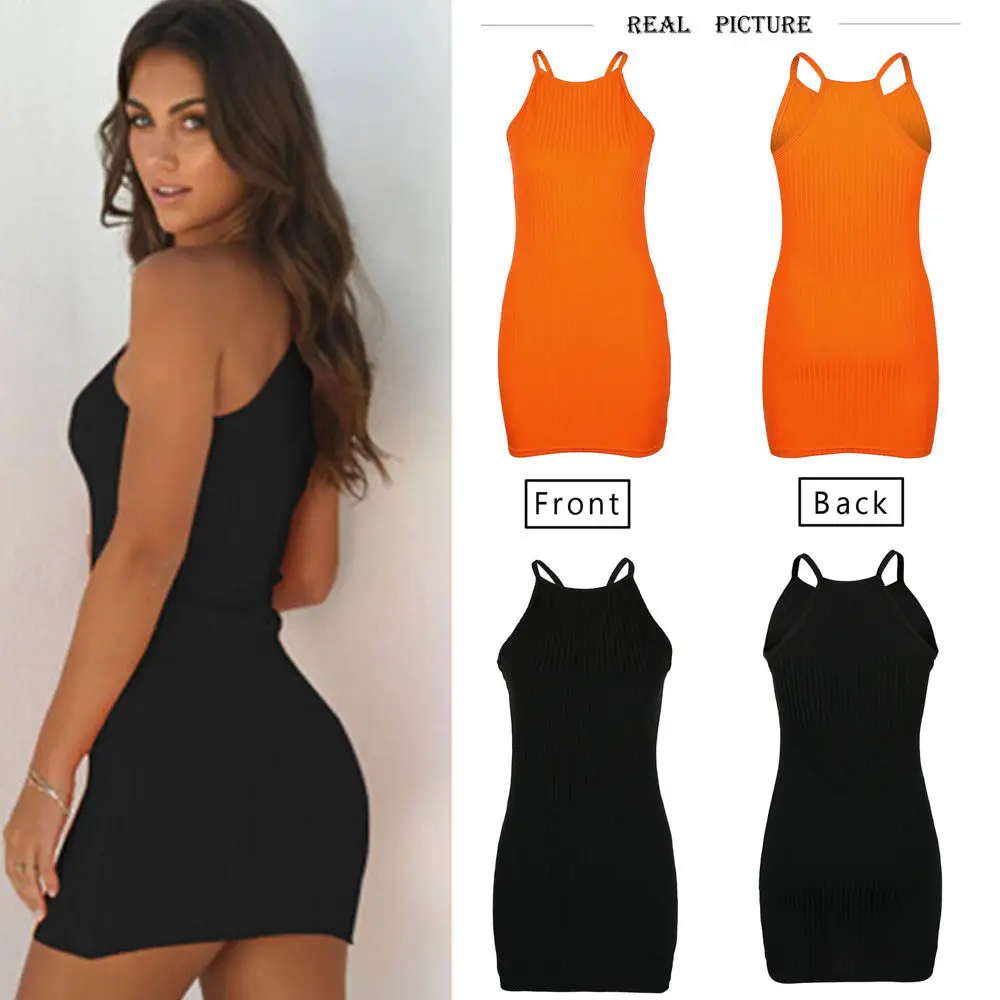 Women's Sexy Summer New Style Two Colors Solid Sleeveless Slim High Waist Knitted Mini Dress Size S-XL | Женская одежда