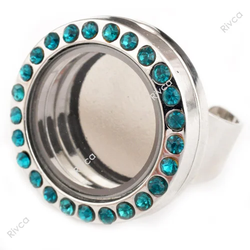 M00055 green adjustable charms locket ring metal jewelry size 25mm x12mm 17-19mm | Украшения и аксессуары