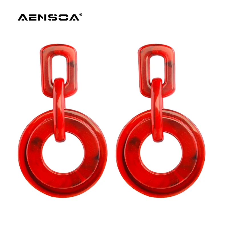 

AENSOA New Unique Acrylic Drop Round Dangle Earrings For Women Statement Geometric Earrings Fashion Jewelry Wholesale Pendientes