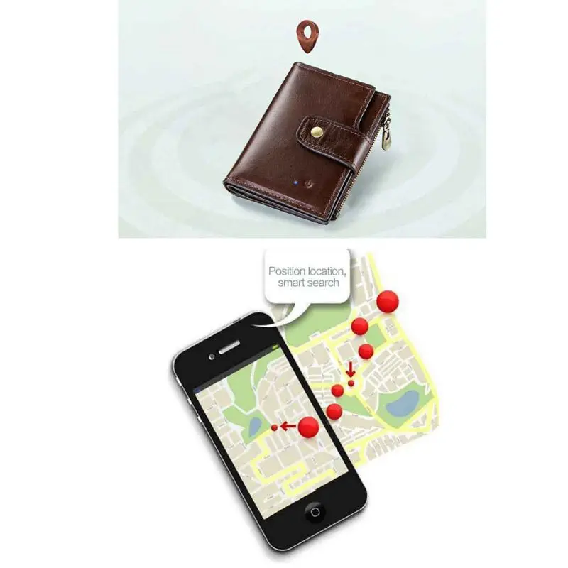 Модный умный мини короткий кошелек, мужской кошелек из натуральной кожи, RFID Блокировка, анти потеря, Интеллектуальные Bluetooth кошельки, многофункциональный чехол