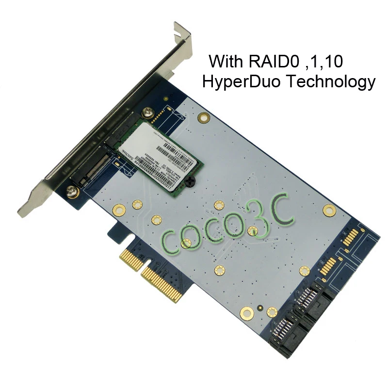 Двойной SATA III + двойной слот NGFF pci-e карты hyperduo 6gbps 3.0 HDD M.2 SSD построен RAID PCI express Card |