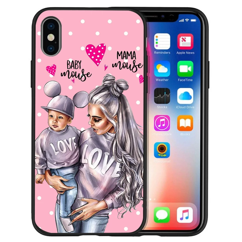 12 Супер I Love Mama мышь папа мама мальчик детский чехол для чехла iphone 8 7 X XS Max XR 6 7 8 плюс 5S SE мягкий чехол Etui - Цвет: 12