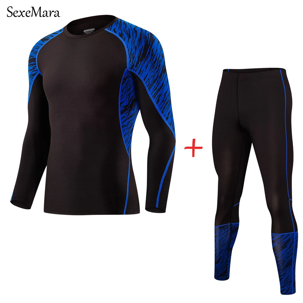 Новинка футболка для фитнеса Мужская компрессионная рубашка комплекты