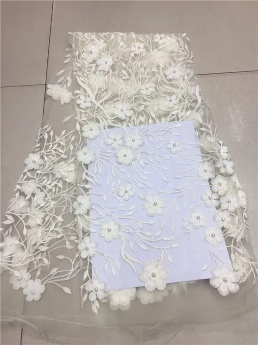 Beaded Trim Tulle Lace Fabric Mesh Embroidery African 3d 2018 High Quality Nigerian Fabrics green | Дом и сад