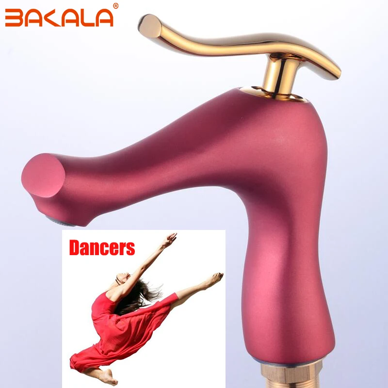 

BAKALA Luxury Basin Faucet Water Tap Bathroom Faucet Solid Red Brass Chrome Gold Finish Single Handle Water Sink Tap Mixer
