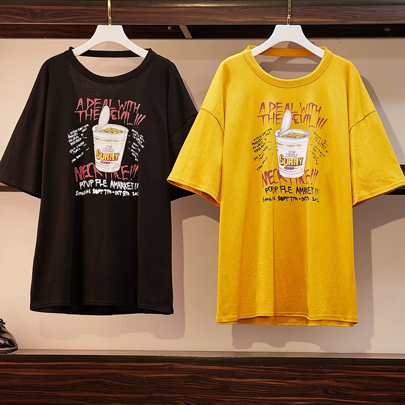 XL-4XL плюс размер 2019 Летняя женская Повседневная футболка с буквенным принтом на