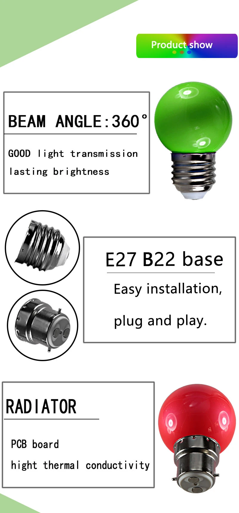 Ампульная RGB Светодиодная лампа E27 B22 12v 24v 110v 220v Мини водонепроницаемый красочный маленький светильник 0,5 W декоративный энергосберегающий светильник ing
