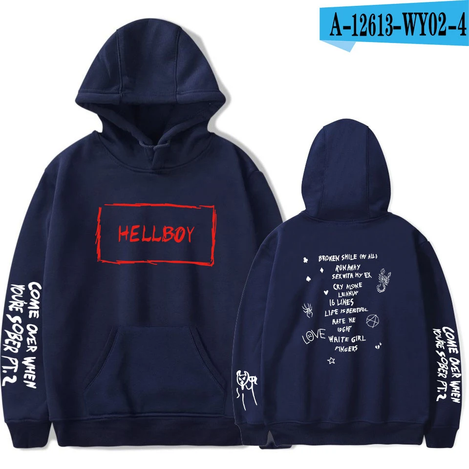 Navy blue Дропшиппинг Lil Peep толстовки Hell Boy Lil. peep для мужчин wo для мужчин пуловер с капюшоном для мужчин и женщин Sudaderas Cry детские толстовки с капюшоном - Цвет: Navy blue
