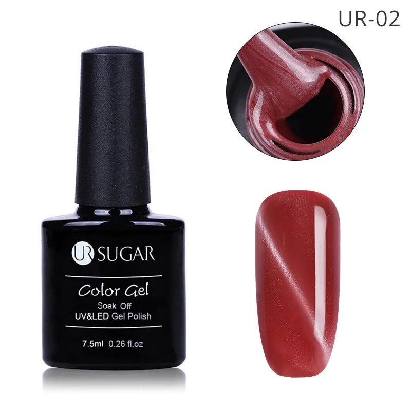 UR 02 Ur Sugar 7,5 мл Гель-лак для ногтей с эффектом «кошачий глаз» Хамелеон голографический блеск Магнитный Гель-лак для ногтей замачиваемый УФ-гель лак для ногтей - Цвет: UR 02