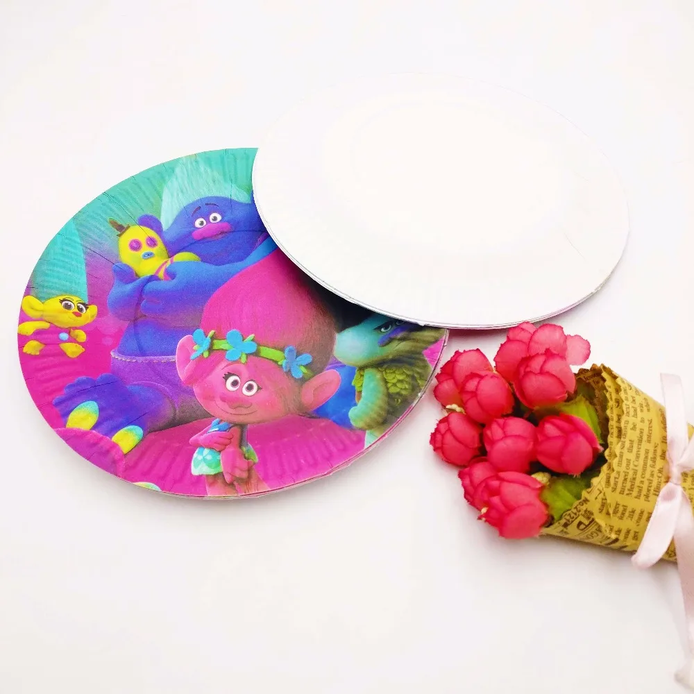 10 шт. 7 дюймов тролли Babyshower тарелка товары для детской вечеринки тема для детского дня рождения Декорации праздничные принадлежности Набор для вечеринок