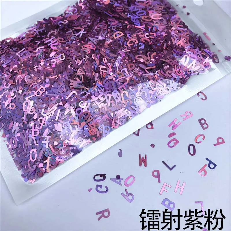 Purple Pink 10 г/упак. Алфавит пайетки практичный для самостоятельного изготовления PET блестками Ломтики для украшения для одежды уха украшение "Кольцо" аксессуары - Цвет: Purple Pink