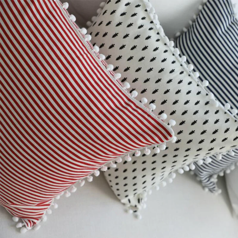 Горячая Распродажа креативная наволочка с белым шариком 45х45см в полоску