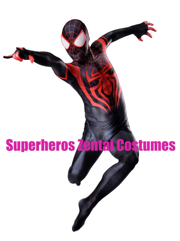 Костюм Человека паука Ultimate Miles Morales 3D принт спандекс лайкра полный корпус зентай