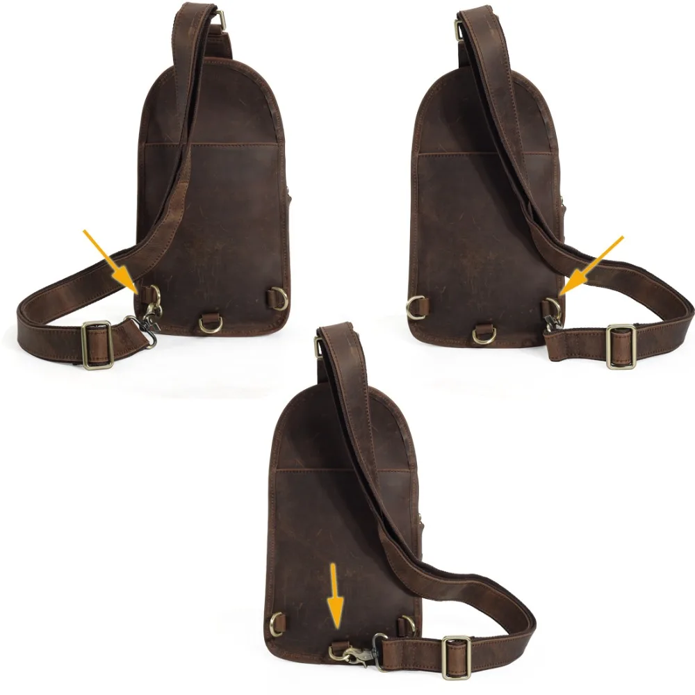 2017 винтажная нагрудная сумка из коровьей кожи Мужская небалансирующая через