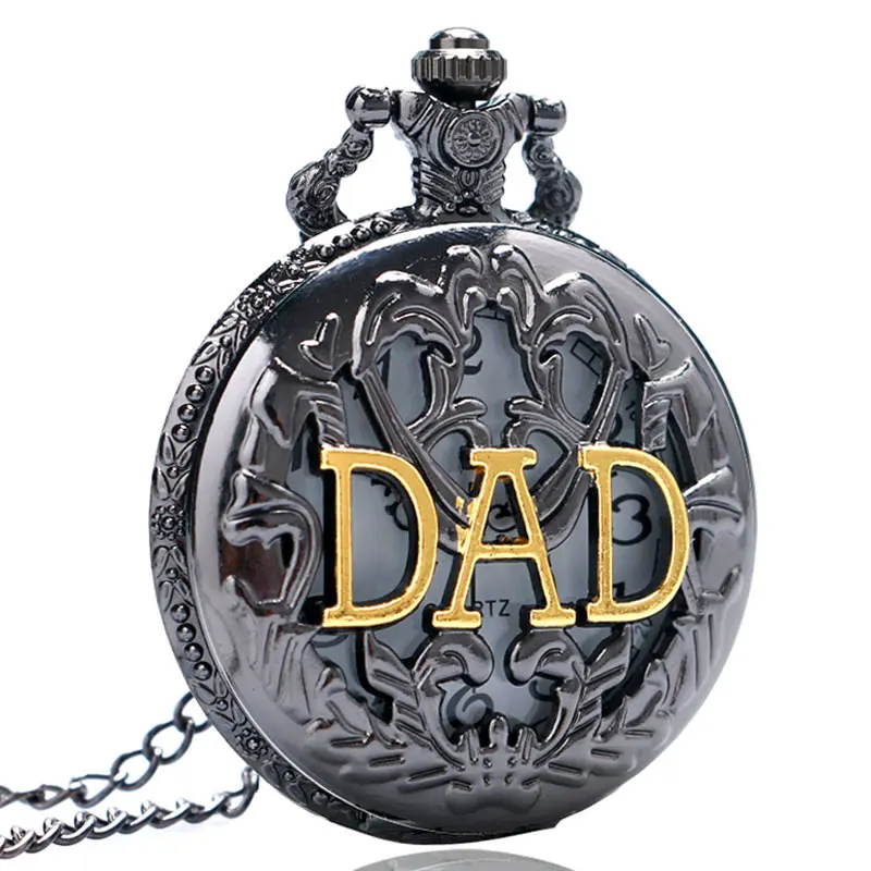 Часы Regalo para el padre черные кварцевые карманные часы с цепочкой подарок для папы