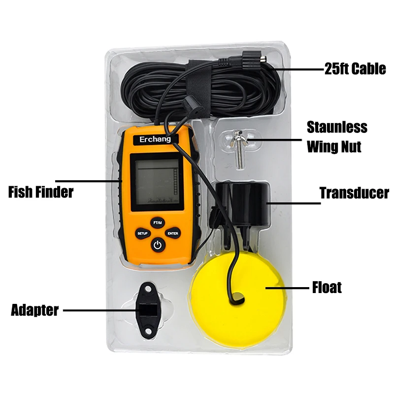 Эхолот Erchang портативный с ЖК дисплеем 100 м|fish finder|portable fish finderecho sounder |