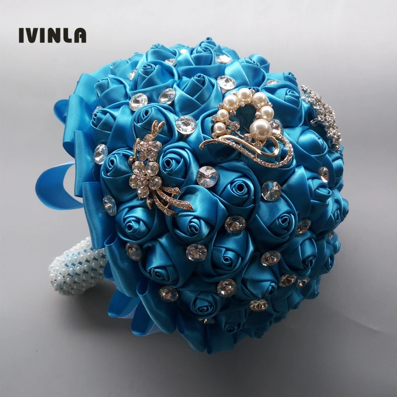 Хит продаж свадебные букеты с кристаллами синего цвета свадебный букет подружки