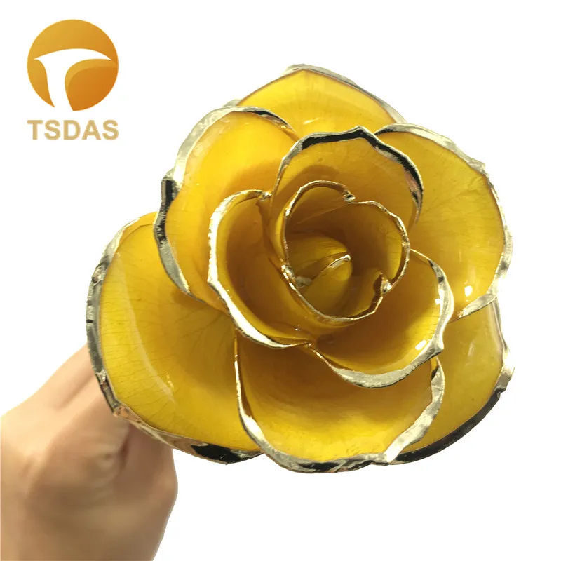 

24K Gold Foil Plated Rose Decoration Flower Valentine's Day Gift Gold Dipped Rose Yellow Color Artificial Flower FREE SHIPPING