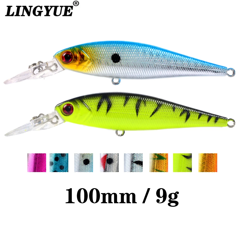 LINGYUE Рыболовная Приманка Minnow 10 см 9 4 г Твердый воблер Crankbait 3D глаза искусственная