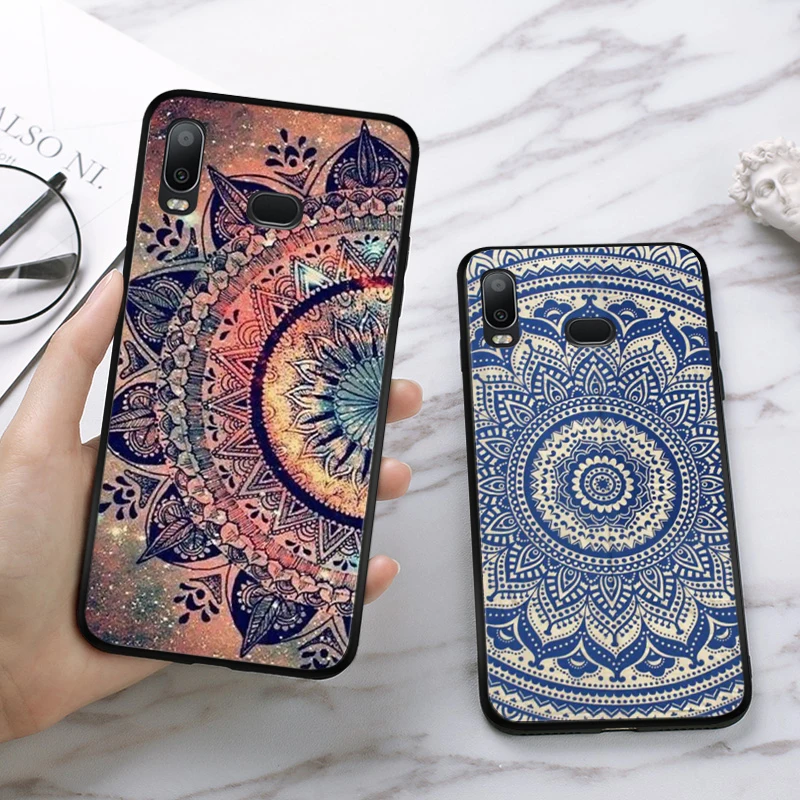 Силиконовый чехол с синей мандалой для Samsung A2 Core A3 A5 A6 Plus A7 A8 A9 A10 A30 A50 A60 A70 A10S A30S A50S