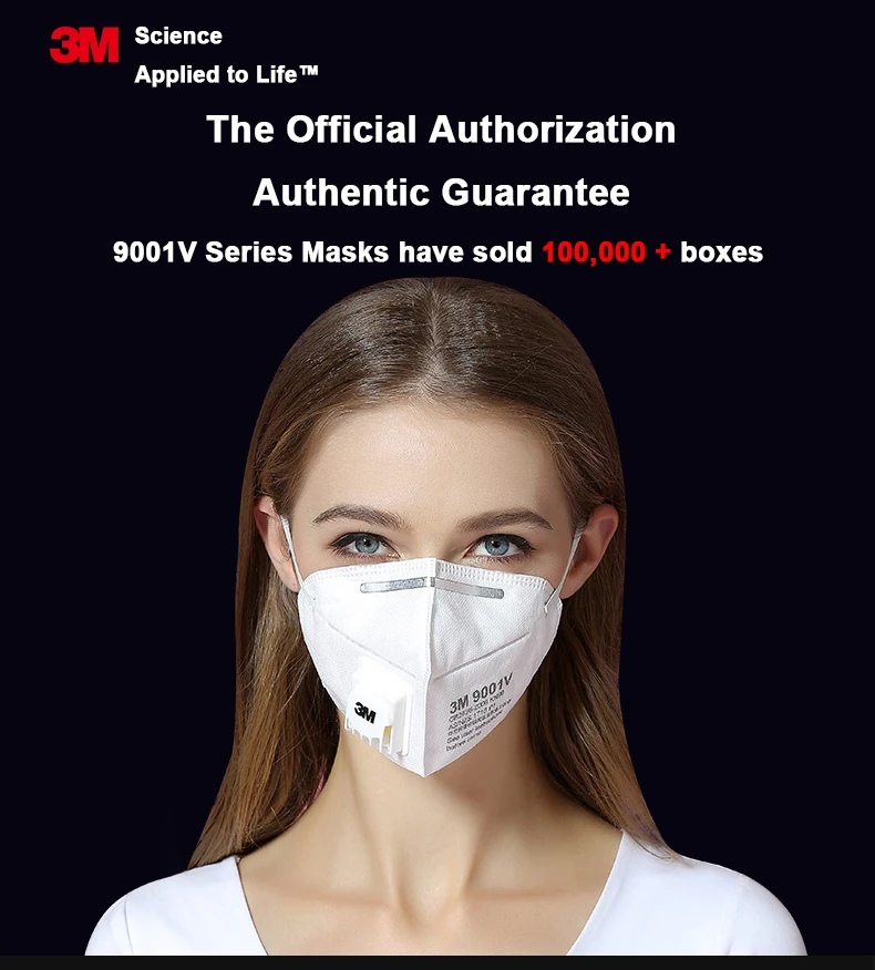3M 9001V KN90 Folding Dust Mask Ear Wear/With Valve(Industrial Pollution/Cycling Protection /PM2.5