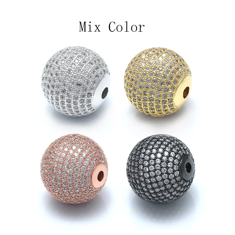 Mix Color 1 4 шт. 8 мм 9 видов стилей круглый, со смешанными цветами украшения из бусин латунь, цирконий шарики для DIY браслет ювелирных изделий - Цвет: Mix Color 1