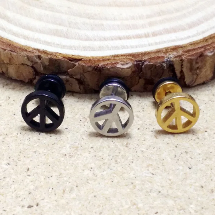 Модные круглые серьги гвоздики в стиле панк из нержавеющей стали золотого и