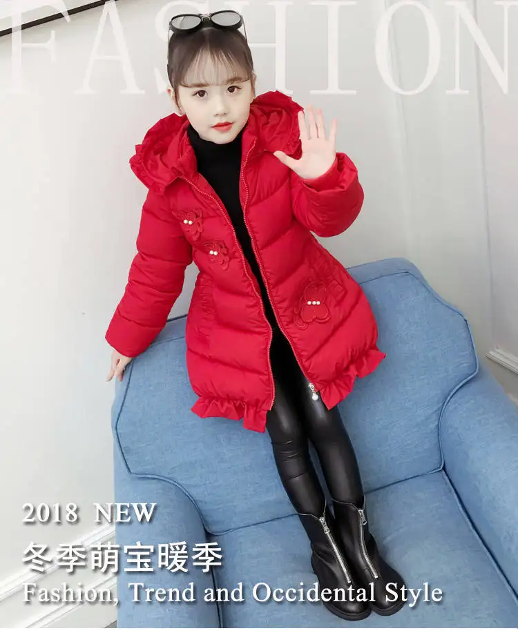 INS/Лидер продаж парки для девочек длинное плотное пальто детей возрастом от 3 до 11