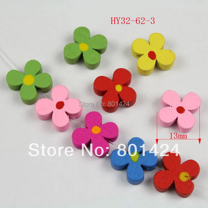 50 pieces/lot colourful Four-leaf clover 17mm/13mm wooden flower beads jewelry finding craft accessories for 32-62 | Украшения и