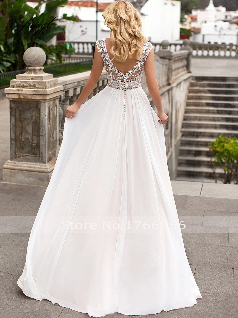 Женское шифоновое свадебное платье с открытой спиной Fmogl элегантное винтажное