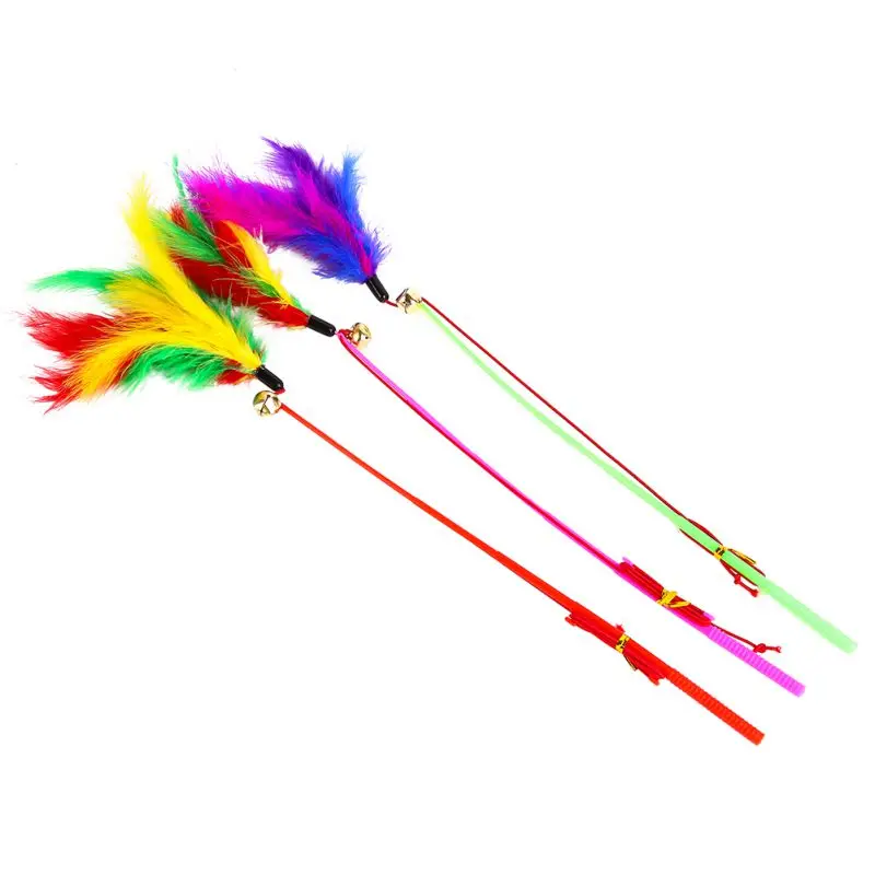 3 шт./компл. плюшевый колокольчик с перьями игрушка для кошки колокольчика