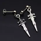 2019 корейские серьги одиночные мужские серьги душа меч один тренд Стиль Серьги черные модные студенческие серьги ювелирные изделия