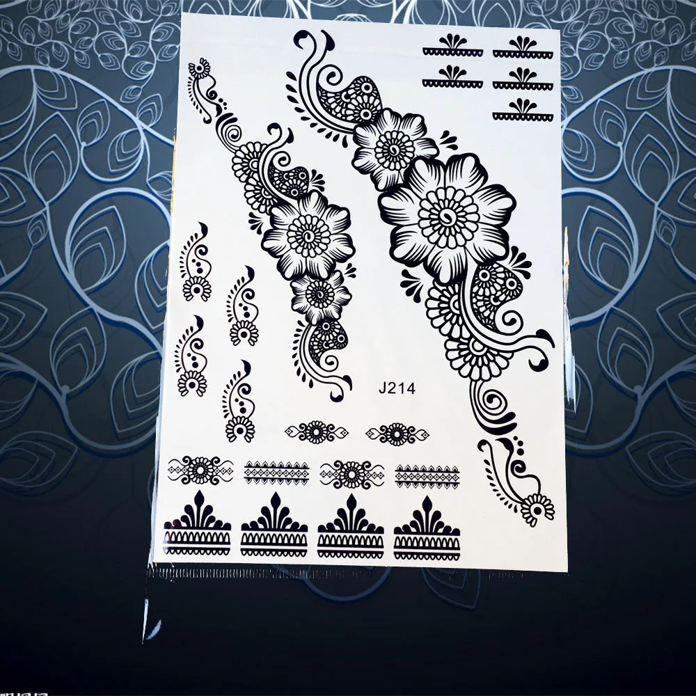 1PC Sexy Temporary Tattoo Sticker Lace Bowknot Pattern Black Henna Flower Waterproof Bracelet Women Jewel Bow Tie PBJ020 | Красота и