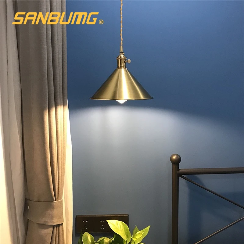 SANBUMG Vintage Pendant Lights American Simple Copper Bedside Lamp Hanglamp Restaurant Bar Porch Cloakroom Hanging Light | Лампы и