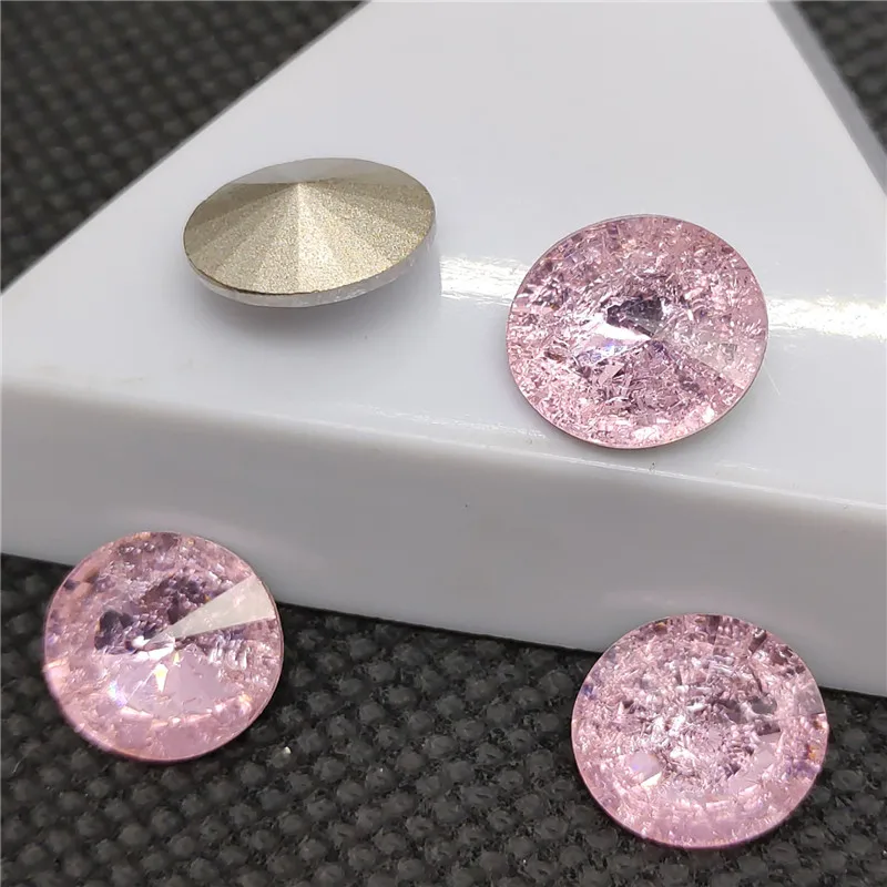 light pink color Кристалл ледяной цвет стекло кристалл аксессуары для одежды кристалл круг, Круглый, rivoli Pointback Стразы платье decoratio - Цвет: light pink color