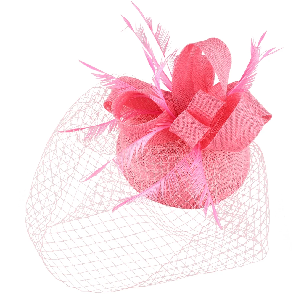 Шляпка женская сетчатая с перьями модная Вуалетка свадебная фата вечерняя Кепка