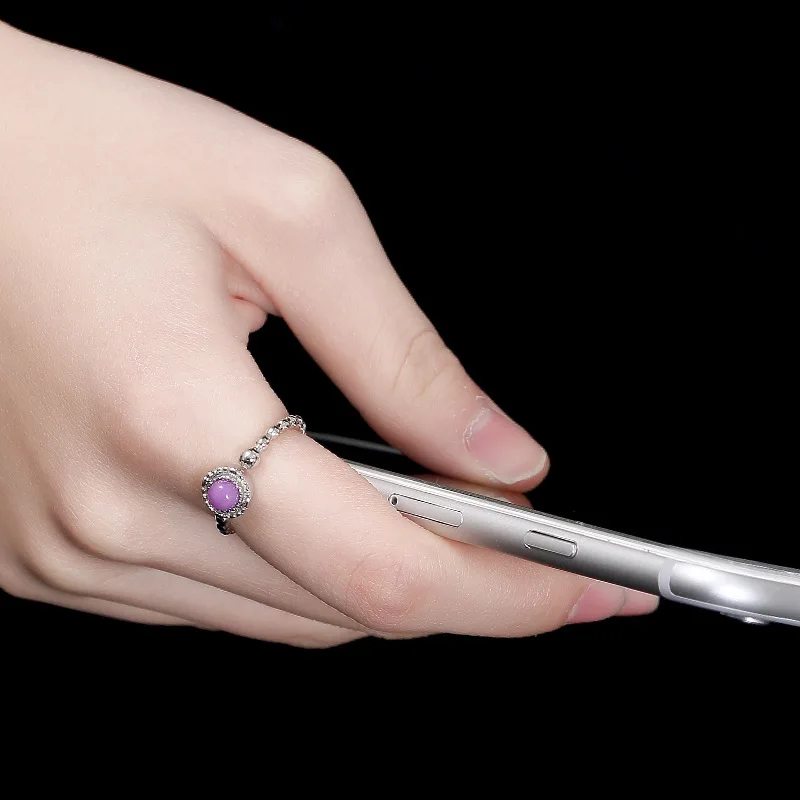 Серебряный S925 чистого серебра фиолетовый Mica инкрустированные кольцо Японии и