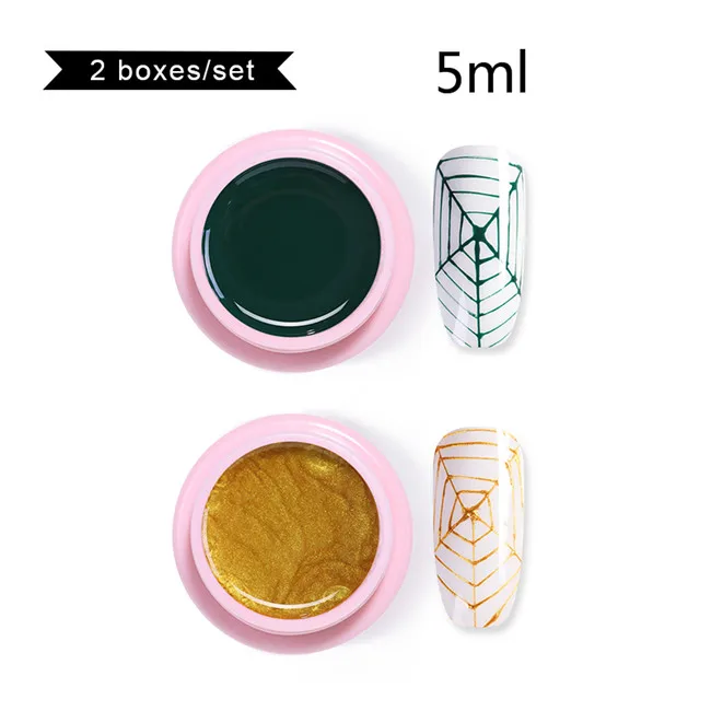 Set 7 Ur Sugar 7 мл Лак для ногтей с металлическим пауком эластичный гель для рисования для ногтей с шелковым пауком впитывающийся УФ-гель покрытые лаком ногти DIY - Цвет: Set 7