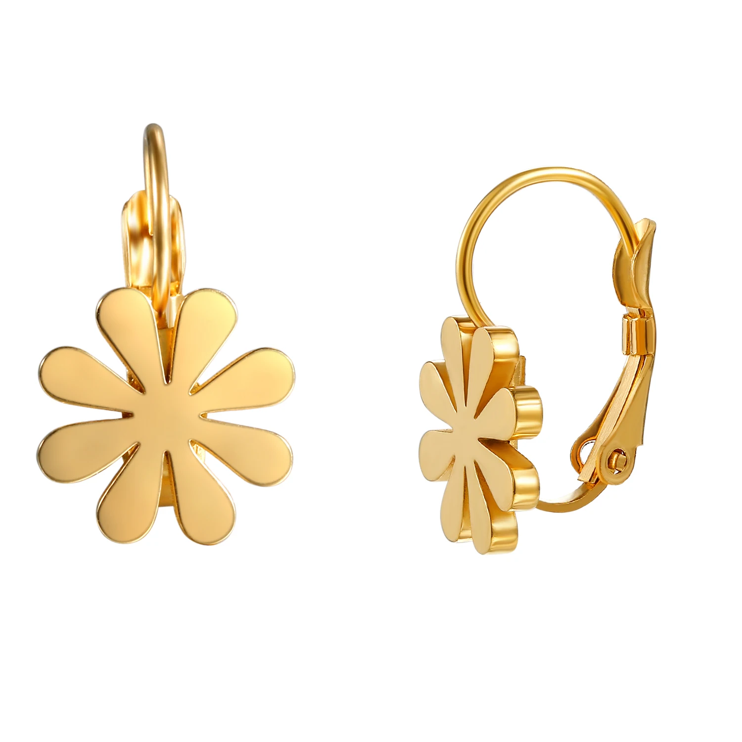 Женские серьги из нержавеющей стали с подвеской крестом и цветком|Серьги-клипсы|