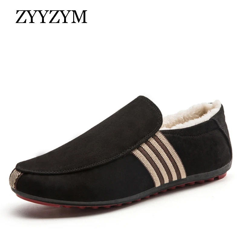 ZYYZYM Men Shoes Spring Autumn Slip-On Style Plush Keep Warm Loafers Comfortable Simple Slacker | Обувь